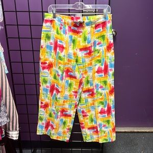 💜Dina K Yellow Pink Blue Capris M